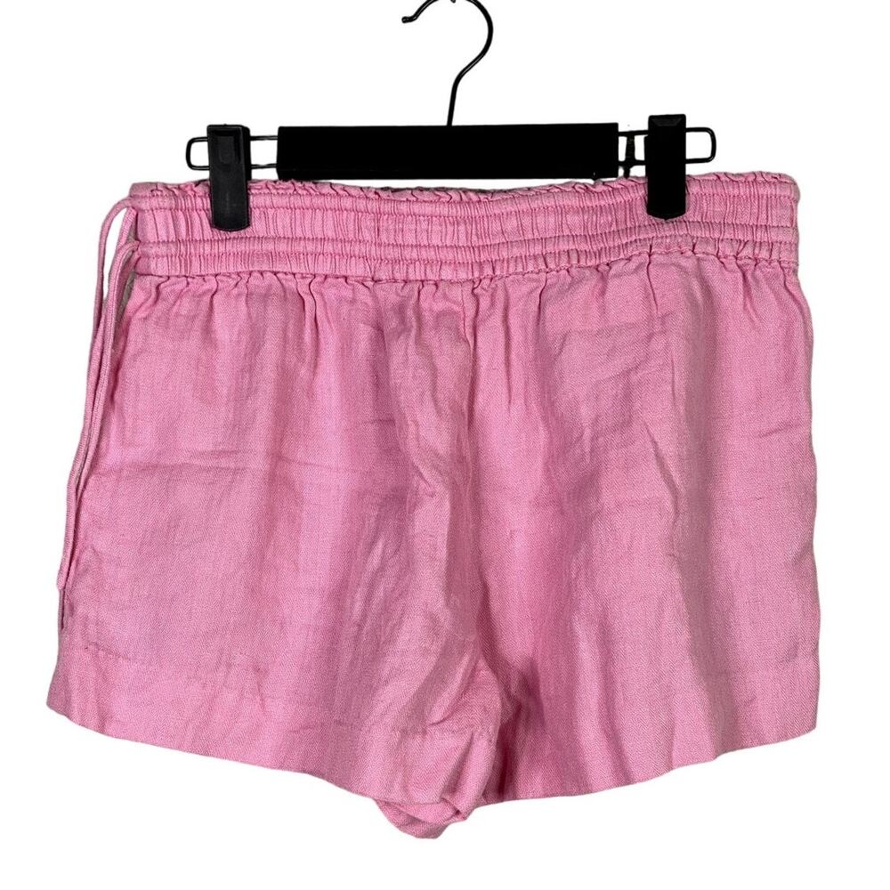 J. Crew Linen Relaxed Fit High Rise Shorts Elastic Tie Side Waist Pocket S Pink